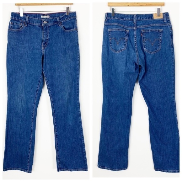 LEVI’S 550 Relaxed Bootcut Mid-Hi Rise Jeans 12 long Darker Wash Western Y2K - Picture 1 of 10